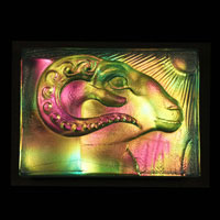 Cast Glass / Egyptian Ram / Blue / 3.5”