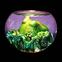 Lead Crystal Cast Glass / Octopus / Green / 3”