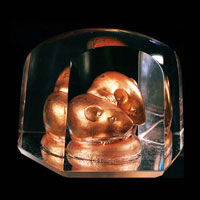 Lead Crystal Cast Glass / Rats / Netsuke Gold / 3”